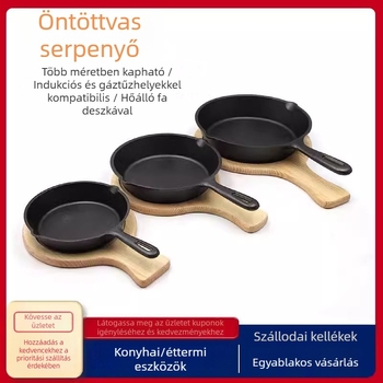 Egyszeres fogantyúval ellátott öntöttvas grillsütő serpenyő, lapos aljzattal, indukciós kompatibilitás, steakhez és teppanyakihoz
