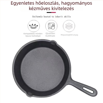 Egyszeres fogantyúval ellátott öntöttvas grillsütő serpenyő, lapos aljzattal, indukciós kompatibilitás, steakhez és teppanyakihoz