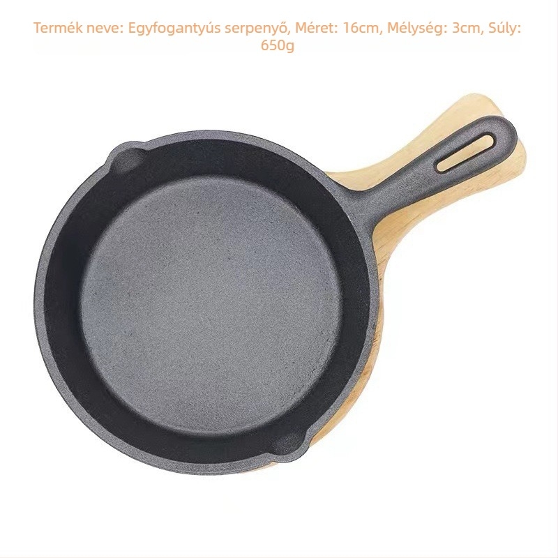 Egyszeres fogantyúval ellátott öntöttvas grillsütő serpenyő, lapos aljzattal, indukciós kompatibilitás, steakhez és teppanyakihoz