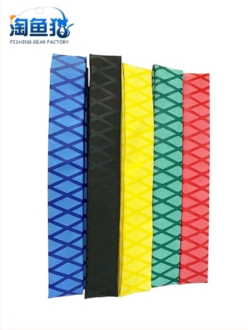 Horgászbot markolatakaró hőszűkítő csővel, színes izzadságfelszívó szalaggal és bot-wrap