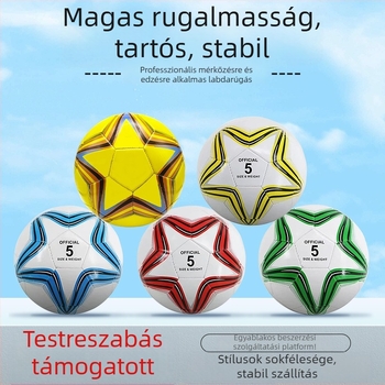 PVC futball No.3/No.4/No.5 gyerekeknek és fiataloknak edzésre és mérkőzésekre, ötágú csillag mintázat, nagy rugalmasság, kopásálló