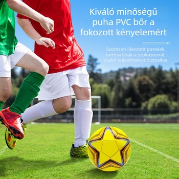 PVC futball No.3/No.4/No.5 gyerekeknek és fiataloknak edzésre és mérkőzésekre, ötágú csillag mintázat, nagy rugalmasság, kopásálló