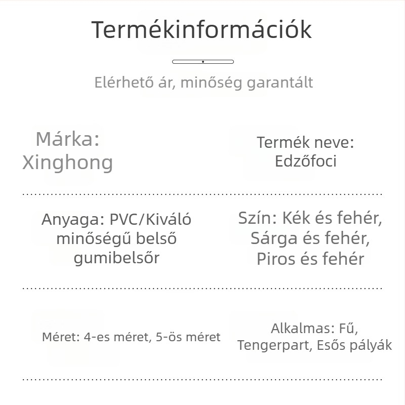 Futball edzőlabda, méret 5, fiatal csapatok számára, PVC labda, nagy rugalmasságú