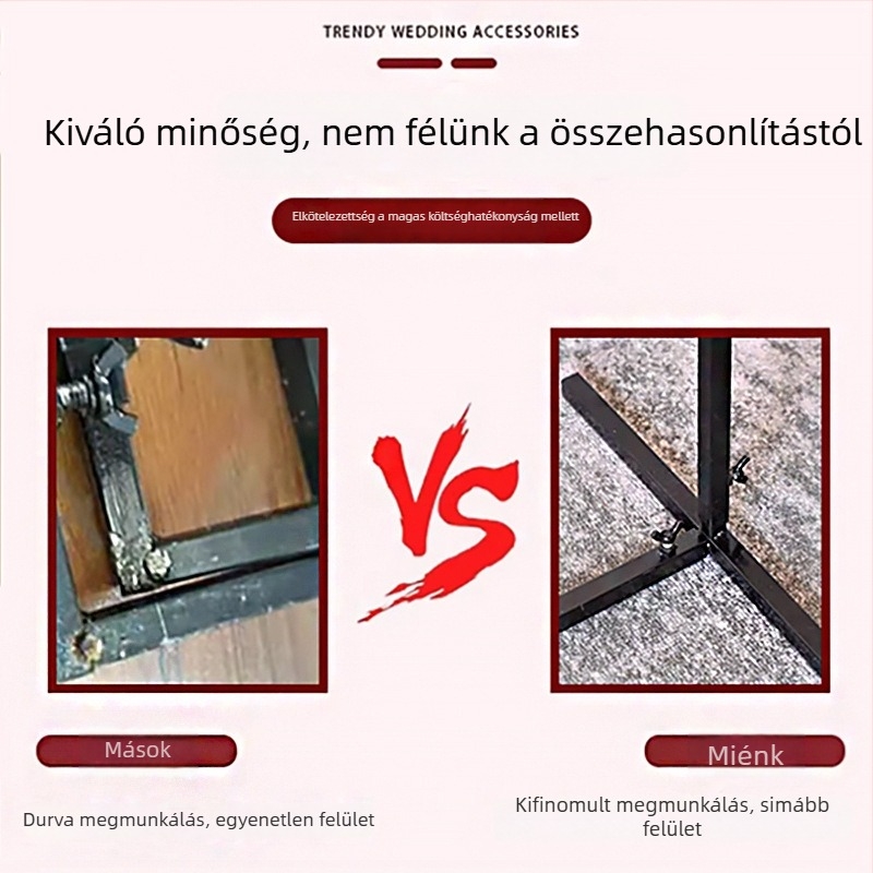 Kovácsoltvas esküvői ív háttérkeret teleszkópos rúddal