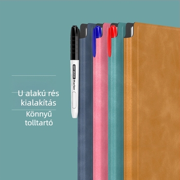 Törölhető fehér táblás jegyzetfüzet, A5/A4, kétoldalas, PU bőrrel, diákoknak és irodának