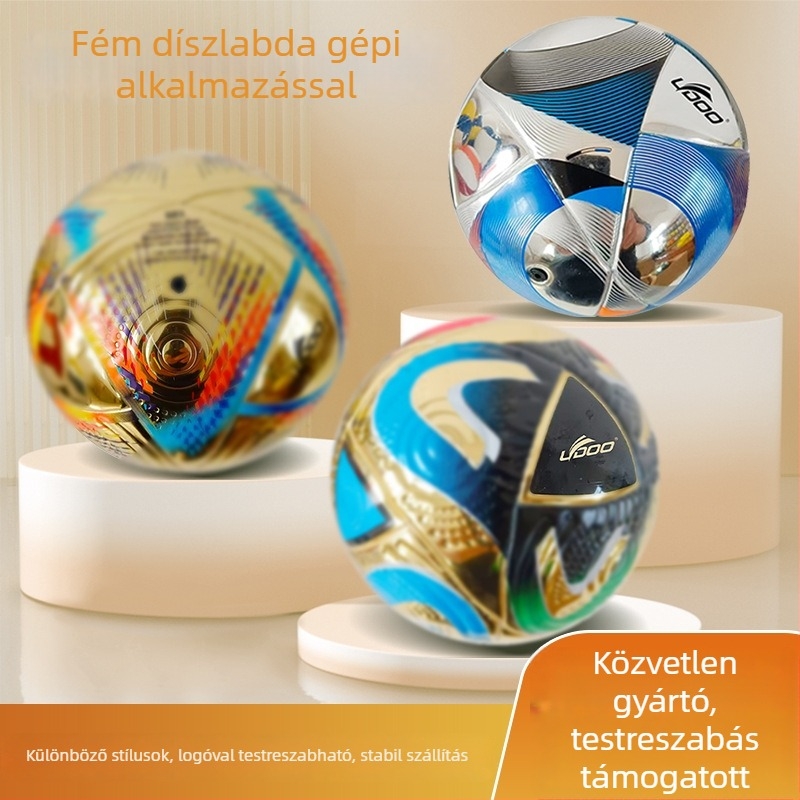 No. 5 fémes PU futball, fényes arany befejezéssel - OEM magáncímkés