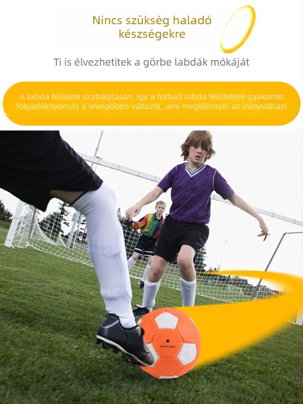 Gyerekeknek szánt futball, méret 4, hold alakú ív dizájn, kopásálló kivitel, fejlett technológia, forgás és banánrúgás