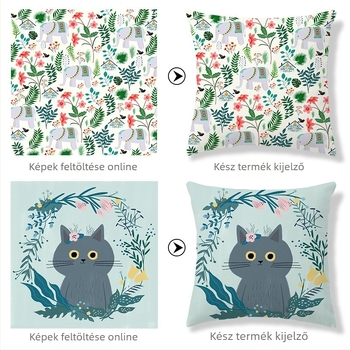 Párnahuzat vállalati logóval reklámcélra – ünnepi díszpárnahuzat nappaliba, kétoldalas nyomtatás, méretek 45x45 cm, 50x50 cm, 30x50 cm, 40x40 cm