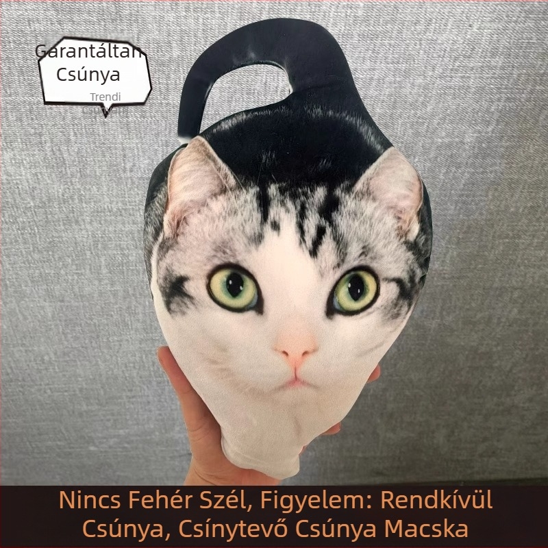 Szabálytalan alakú csúnya macska plüss párna, testre szabható DIY ajándék, absztrakt humoros figura