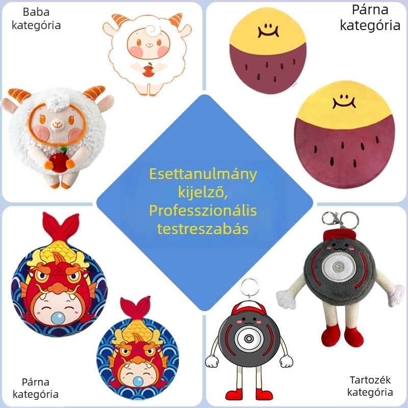Egyedi plüssjátékok vállalati IP-mascottekkal, személyre szabott párnák, kézben tartható bábu-függők és egyedi babák