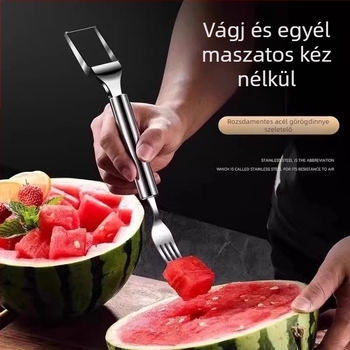 Rozsdamentes acélból készült kettőfejű dinnyekés villa
