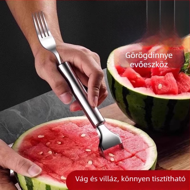 Rozsdamentes acélból készült kettőfejű dinnyekés villa
