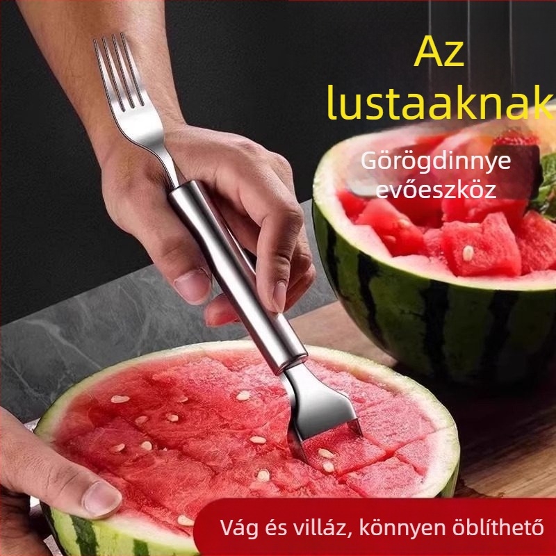 Rozsdamentes acélból készült kettőfejű dinnyekés villa