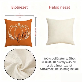 Lenból készült párnahuzat tök motívummal – őszi ünnepi dekoráció a kanapéhoz