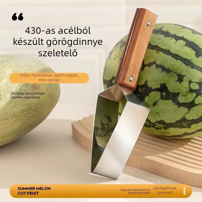 430 rozsdamentes acélból készült gyümölcsvágó – dinnyére és sárgadinnye felkockázó eszköz, háromszög alakú osztó