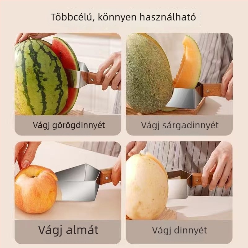430 rozsdamentes acélból készült gyümölcsvágó – dinnyére és sárgadinnye felkockázó eszköz, háromszög alakú osztó