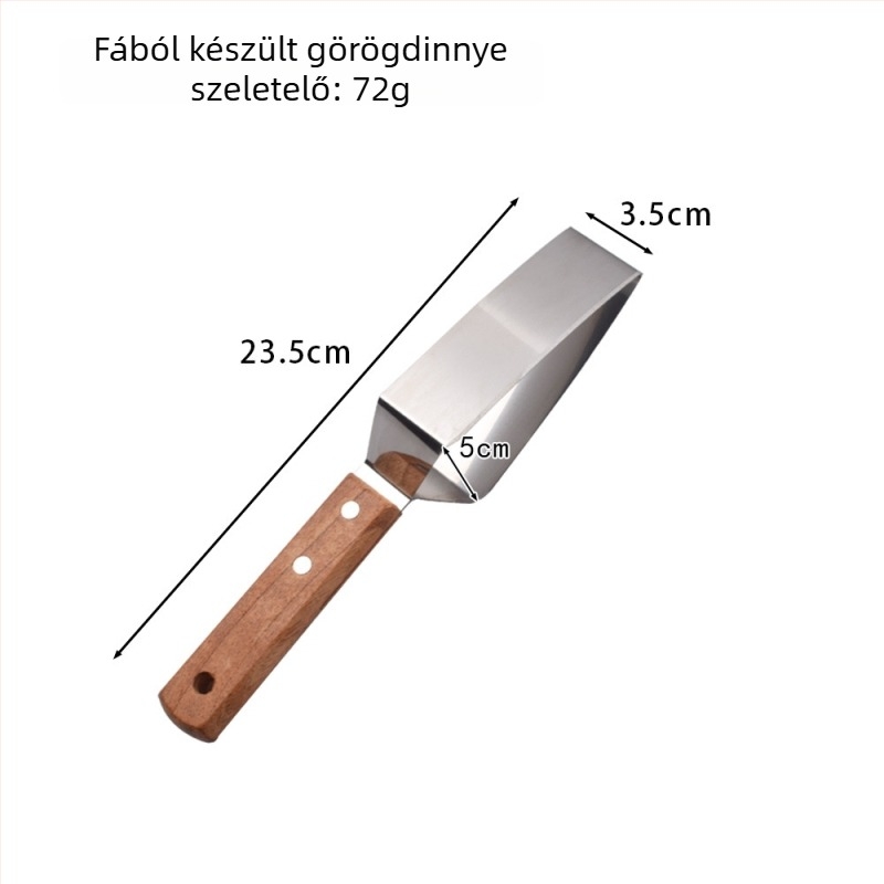 Dinnye szeletelő fa nyéllel, gyümölcs szeletelő rozsdamentes acélból