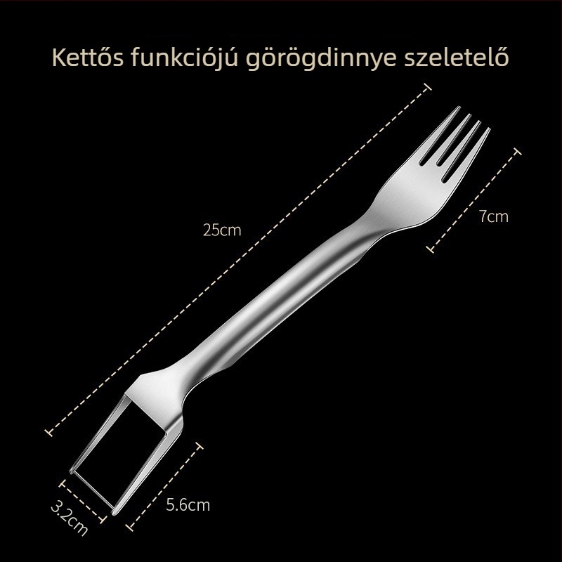 Rozsdamentes acélból készült dinnyemetsző, kettős funkciójú gyümölcsszeletelő – háztartási használatra