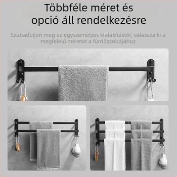 Kétrudas törölközőtartó, fúrás nélküli szerelés, űr-alumínium, modern minimalist dizájn