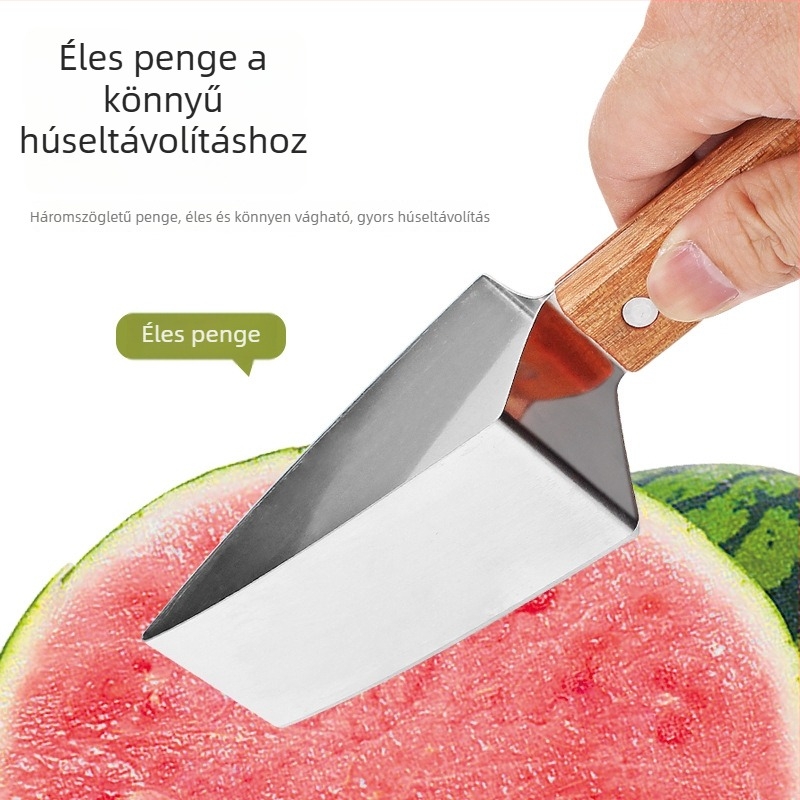 Rozsdamentes acélból készült dinnyekészítő és kockázó – dinnyékhez, cantaloupe és honeydew gyümölcsök felkockázására, háromszög alakú
