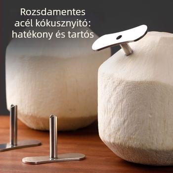 Rozsdamentes acélból készült kókusznyitó — vágó kés, újrahasználható héjnyitó eszköz zsenge kókuszokhoz