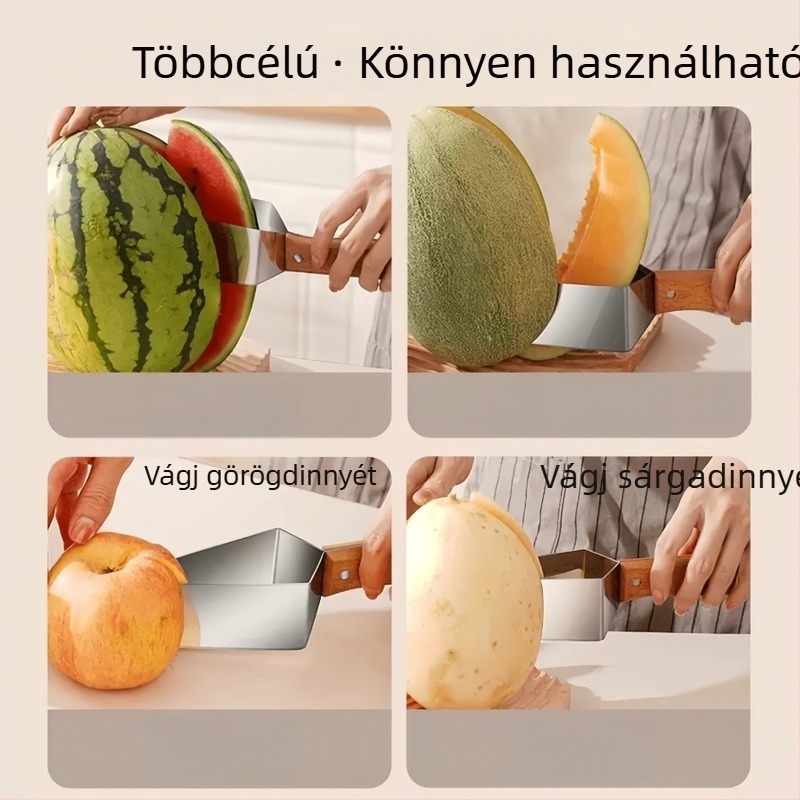 Rozsdamentes acélból készült dinnyeszádesztő és gyümölcsdaraboló, háromszög alakú vágó