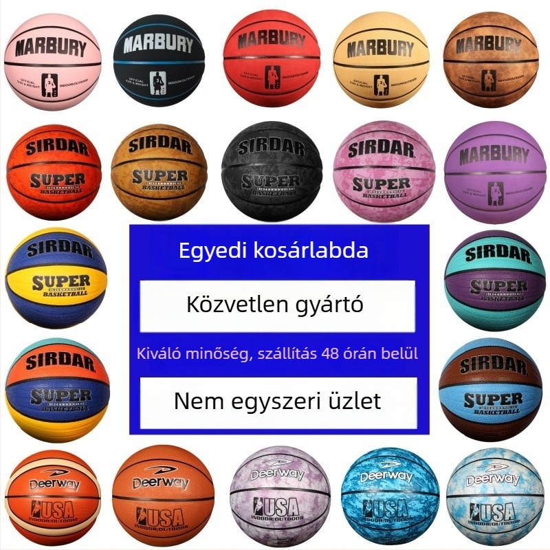Személyre szabott kosárlabda gravírozott felirattal, PU nedvességelnyelő, méretek 1–2–3–4–5–6–7 és 9