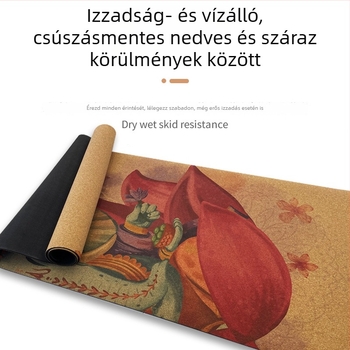 Parafa- és gumiból készült jóga matrac csúszásmentes felülettel, színes elefánt motívummal, széles és ütéscsillapító, otthoni használatra, méretek 183 cm × 61 cm, vastagság 5 mm.