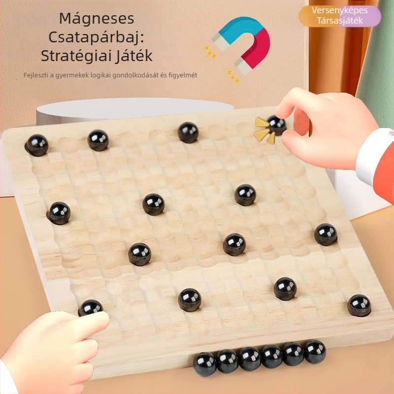Mágneses harci sakk — Fa asztali játék gyerekeknek és családnak, oktató, stratégiai játék