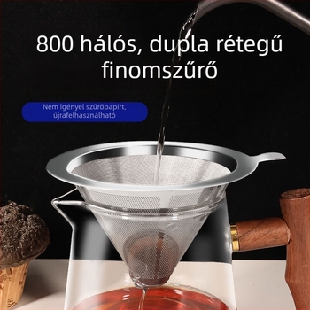 Rozsdamentes acélból készült kávéfilter pour-overhoz, újrahasználható, papír nélküli szűrő, 800-as háló