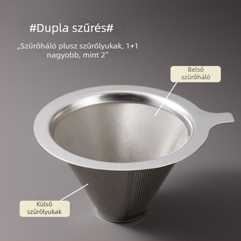 Rozsdamentes acélból készült kávéfilter pour-overhoz, újrahasználható, papír nélküli szűrő, 800-as háló