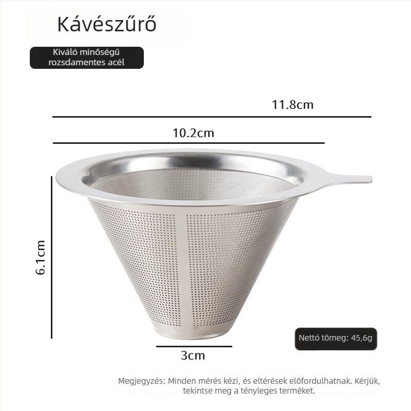 Rozsdamentes acélból készült kávéfilter pour-overhoz, újrahasználható, papír nélküli szűrő, 800-as háló