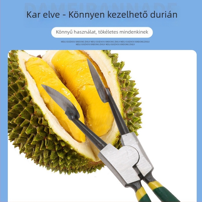 Durián nyitó eszköz fogóval és hámozó késsel