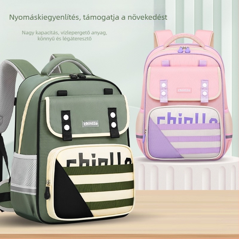 Új könnyű gerinkvédő iskolatáska általános iskolás gyerekeknek, unisex, 6–12 éves, deréktámasz.
