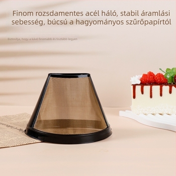 Rozsdamentes acélból készült pour-over kávéfilter, újrahasználható fémszűrő, papír nélkül