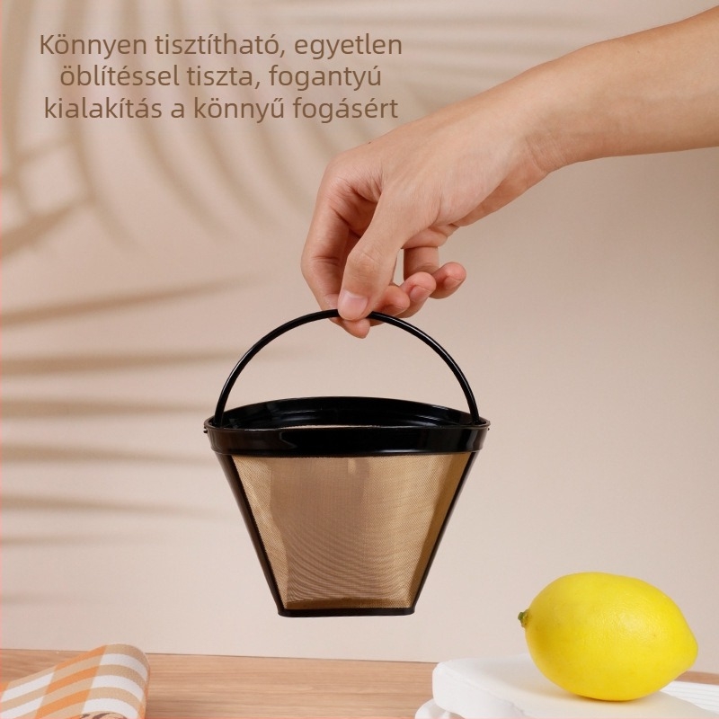Rozsdamentes acélból készült pour-over kávéfilter, újrahasználható fémszűrő, papír nélkül