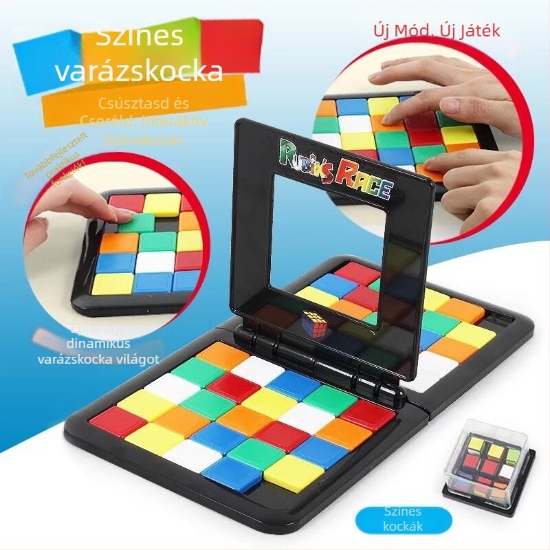 Kétfős Rubik-kocka-stílusú, színes számokat tartalmazó puzzle – családi társasjáték