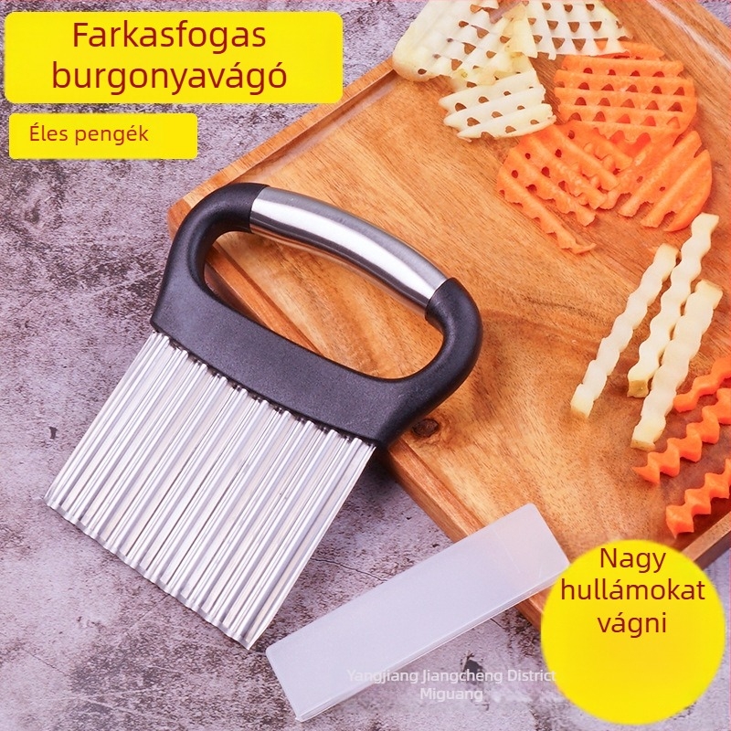 Rozsdamentes acél hullámos burgonya vágó – burgonya szeletelésére, konyhai eszköz