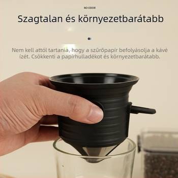 Nagy méretű, hordozható, összecsukható kávéfiltro rozsdamentes acélból, hálós szűrővel – papír nélküli főzéshez