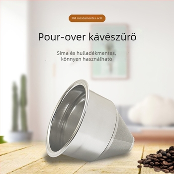 304 rozsdamentes acélból készült káveszűrő, fémszűrő kávéfőzőhöz, papírszűrő nélkül, hordozható, könnyű luxus stílus