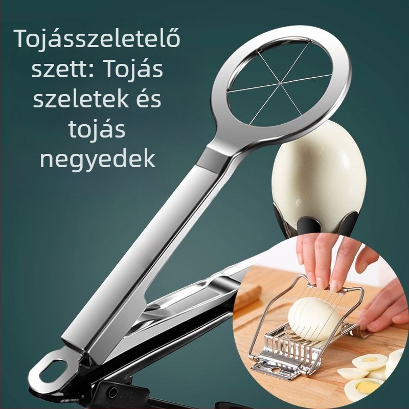 Rozsdamentes acél tojás szeletelő háztartási használatra, többfunkciós tojásvágó a konyhában