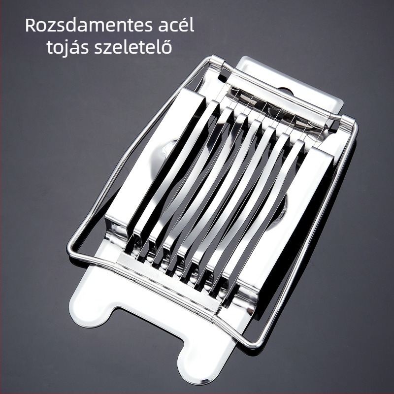 Rozsdamentes acél tojás szeletelő, csúszásmentes kialakítással, konyhai eszköz
