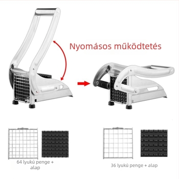 Rozsdamentes acélból készült multifunkcionális zöldségvágó, kézi burgonya vágó – hasábokra és kockákra