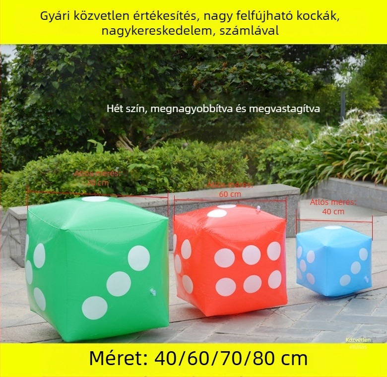 Felfújható nagy dobókocka, 80 cm, bárhoz és KTV-hez, gyerekeknek, esküvőknek, autókiállításoknak és rendezvényeknek