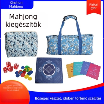 Összecsukható hordozható mahjong tároló táska nagy kapacitással, mahjong kiegészítők, chippek és kockák