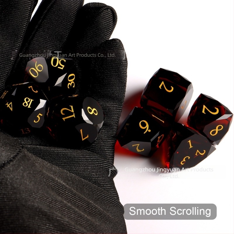 Dungeons & Dragons dobókocka készlet, 7 darab, többszögű gyémántcsiszolt kristályból, narancs színű, RPG-hez