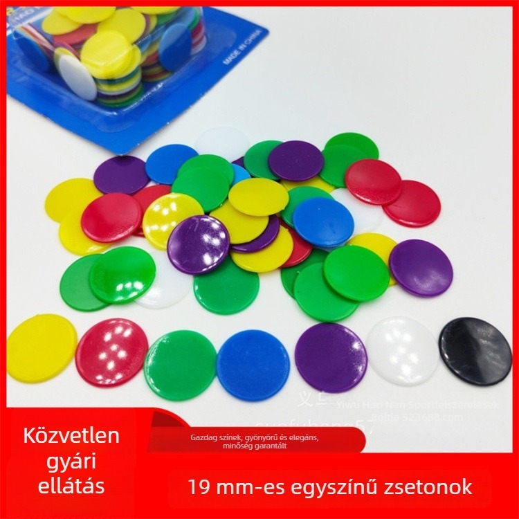 19 mm-es színes műanyag chipek – kerek tokenek (polisztirol)