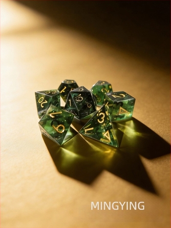 Dungeons & Dragons dobókocka készlet, fenyőzöld fluorittal, DND többoldalas dobókockák, 7 darabos készlet