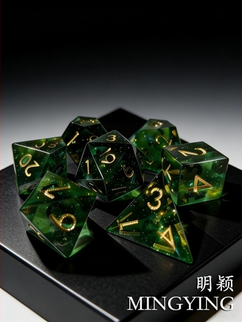 Dungeons & Dragons dobókocka készlet, fenyőzöld fluorittal, DND többoldalas dobókockák, 7 darabos készlet