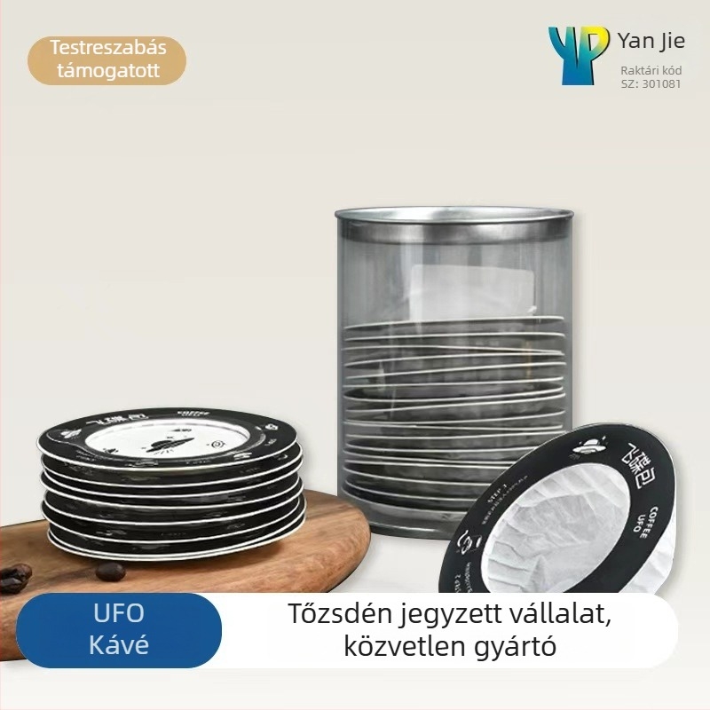 Yan Jie UFO kávéfilterpapír pour-over és drip kávéhoz, szűrőpapír kávé őrleményhez, UFO drip tasak konzervben